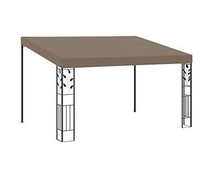 Belvédère Mural Taupe en Acier et Polyester 4x3x2,5 m pour Jardin terrasse Balcon, auvent abri pergola kiosque ombrage Protection Soleil Pluie UV extérieur Patio