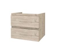 Belvit Arona Meuble de lavabo suspendu en MDF, 60 cm, avec 2 tiroirs, fermeture douce, facile d'entretien, salle de bain moderne, bois clair