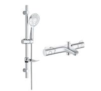 Belvit GROHE Grohtherm 800 TurboStat Mitigeur de baignoire, thermostat constant de la température, douchette à main multi-jet, barre de douche 85 cm, SafeStop 38 °C, EcoButton, système de douche