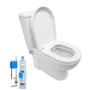 Belvit WC sur pied - Combinaison douche Taharet - Kit complet avec réservoir de chasse d'eau - Couvercle à fermeture douce - Mitigeur intégré - Sortie murale ou au sol au choix - Rinçage silencieux