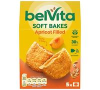 Belvita Soft Bakes Lot de 5 biscuits pour petit déjeuner garnis d'abricot 50 g