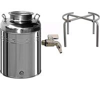 Belvivere Poubelle à huile inox 18/10 fabriqué en Italie avec robinet et piédestal 100 litres