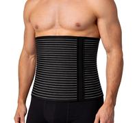 Beman - 5063 Pancera Millerighe Homme Femme Bande Abdominale Contentive Post Opératoire Post Accouchement Élastique à la déchirure Hauteur 27 cm (Noir, S)