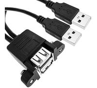 BeMatik - Adaptateur USB 2.0 mâle X2 vers USB Femelle Double pour Panneau