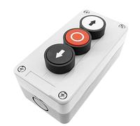 BeMatik - Boîte de Commande Grise avec 3 Boutons poussoirs momentanés Con frecce 2NO et Stop 1NC