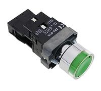 BeMatik - Bouton Poussoir Verrouillage 22mm 400V 10A avec lumière LED Vert