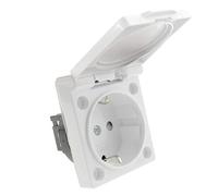 BeMatik - Prise Schuko encastrable IP44 à vis avec couvercle blanc (ME071)