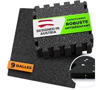 bemaxx Tapis de Protection de Sol - 9 Dalles en Mousse sans BPA + Bordures | Matelas Puzzle pour Matériel Fitness Gym Musculation - Salle de Sport, Garage | Isolation Contre Coups, Bruits, Éraflures