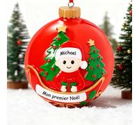 Bemaystar 3D Personnalisable Boule Mon 1er Noël 2025 - Décoration Sapin Noël pour Bebe,Boule Mon Premier Noel en Résine Pleine,Cadeau de Noel pour Bebe