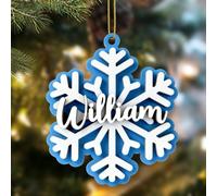 Bemaystar Boule De Noel Personnalisée Prénom-Ornement De Flocon en Bois à Trois Couches (9.96CM), Cadeau De Noël Personnalisé
