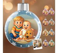 Bemaystar Boule de Noel personnalisée Style Pixar avec Portrait-Décoration sur Mesure, Ornement Personnalisé, Photo en Dessin Animé, Cadeau de Noël pour Enfants, Amis, Parents et Amoureux des Animaux