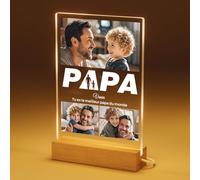 Bemaystar Cadeau Fête des Pères Personnalisé - Cadre Photo Personnalisé Lumineux, Lampe Personnalisée Avec Photo, Cadeau d'Anniversaire Personnalisé pour Couple, Maman, Papa, Amie, 3 photo