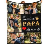 Bemaystar Cadeau Fête des Pères - Plaid Personnalisé, Idée Cadeau Fête des Pères Personnalisé, Cadeau pour Papa, Cadeau Papa Personnalisé, Cadeau Anniversaire Papa, Couverture Personnalisée, 75x100cm