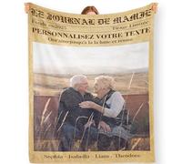 Bemaystar Cadeau Grand Pere - Plaid Personnalisé Journal avec Photo & Text - Idee Cadeau Papy - Cadeau Papi de Anniversaire, Noel et Fête des Grand Pere