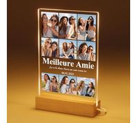 Bemaystar Cadeau Meilleure Amie - Cadre Photo Personnalisé Lumineux, Cadeau Anniversaire Pour Une Amie, Cadeau Personnalisé Amie, Copine, Copain, Couple, Lampe Personnalisée avec Photo, 9 photo