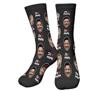 Bemaystar Chaussettes personnalisées avec photo, cadeaux dee Saint-Valentin amusants Cadeaux personnalisés pour hommes et femmes cadeau fete des meres-PAPA-3-M