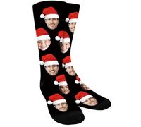 Bemaystar Chaussettes Personnalisées Photo - Chaussette Personnalisé 1 à 3 Photos, Cadeaux Personnalisés pour Hommes Femmes-Noël