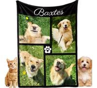 Bemaystar Couverture Personnalisée avec Photo - Cadeau Personnalisé Photo Couverture Souvenir Personnalisée Idee Cadeaux Femme Cadeau Anniversaire pour Papa Maman Famille (Chien)