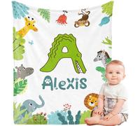 Bemaystar Couverture Personnalisée Bébé-Personnalisée Première Lettre Couverture Bebe Naissance-Doudou Personnalisé-Idee Cadeau Bapteme-Cadeau Naissance Fille et Garçon-Cadeaux pour Nouveaux-né