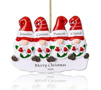 Bemaystar Décor de Boule de Noel Personnalisée - Set de 2, 3, 4, 5, 6 Nains avec Prénoms pour Sapin, Boule de Noël Personnalisée 2025, Cadeau pour Famille de 4