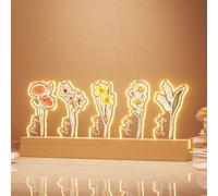 Bemaystar Lampe LED Personnalisée avec Fleurs de Naissance et Prénoms - Cadeau Personnalisé Fête des Mères Anniversaire Noël - Cadeau Original pour Maman Mamie Famille