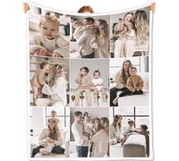 Bemaystar Plaid Personnalisé avec 9 Photo-Cadeau personnalisé pour Femme, Homme, Couples, Amis-Couverture personnalisée Saint-Valentin & Anniversaire & Mariage