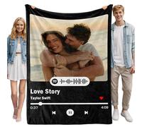 Bemaystar Plaid personnalisé avec code Spotify, couverture personnalisée avec photo scannable Spotify, cadeau personnalisé avec photos, cadeau de Saint-Valentin pour homme