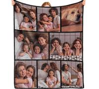 Bemaystar Plaid Personnalisé - Cadeau Personnalisé, Couverture Personnalisée, Plaid Personnalisé Photo pour Famille Maman Papa Bébé Mamie, Cadeau de Fête des Mères, Fête des Pères, Anniversaire, Noël