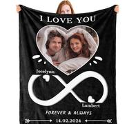 Bemaystar Plaid Personnalisé - Cadeau Personnalisé, Couverture Personnalisée, Plaid Personnalisé Photo Texte pour Famille, Petit Ami, Petite Amie, Bébé, Cadeaux Couple Femme, Cadeau d'anniversaire