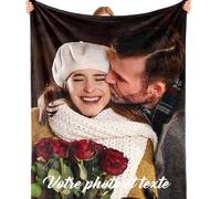 Bemaystar Plaid Personnalisé - Cadeau Personnalisé, Couverture Personnalisée, Plaid Personnalisé Photo Texte pour Maman, Papa, Bébé, Famille, Cadeau de Fête des Mères, Fête des Pères, Anniversaire