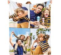 Bemaystar Plaid Personnalisé - Couverture Photo, Cadeau pour Maman Papa Bébé Grand-père Famille, Fête des Mères, Fête des Pères, Noël