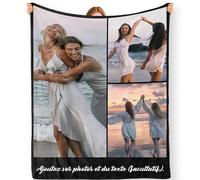 Bemaystar Plaid Personnalisé Photo & Texte - Couverture Personalisée, Cadeau Original pour Maman, Papa, Copains, Petits Amis