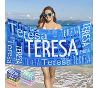 Bemaystar Serviette de Plage Personnalisée-Nom Serviette de Plage Microfibre Cadeau Personnalisé Séchage Rapide sans Sable Ultra Absorbante Bord de mer, Plage, Natation, Fitness, Camping, Yoga