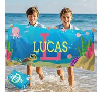 Bemaystar Serviette de Plage Personnalisée-Serviette de Plage Enfant Cadeau Personnalisé Séchage Rapide sans Sable Ultra Absorbante Bord de mer, Plage, Natation, Fitness, Camping, Yoga