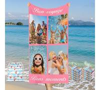 Bemaystar Serviette de Plage Personnalisée - Serviette de Plage Photo Microfibre Cadeau Personnalisé Séchage Rapide sans Sable Ultra Absorbante Bord de mer, Plage, Natation, Fitness (4 Photos)