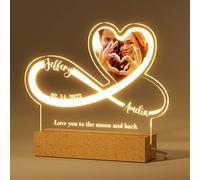 Bemaystar Veilleuse Amour Infini - Lampe Personnalisée avec Photo Prénoms Texte Date - Cadeau Saint Valentin Homme et Femme, Mariage, Couple