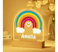 Bemaystar Veilleuse Bébé Personnalisé avec Prénom - Lampe LED en Acrylique Arc En Ciel, Cadeau Naissance Fille et Garçon, Idee Cadeau Bapteme, Decoration Chambre Bebe, Lampe de Chevet Enfant