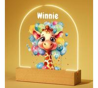 Bemaystar Veilleuse Bébé Personnalisé avec Prénom - Veilleuse Girafe, Cadeau Naissance Fille et Garçon, Idee Cadeau Bapteme, Decoration Chambre Bebe, Lampe de Chevet Enfant