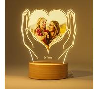 Bemaystar Veilleuse en Forme de Coeur Cadre Photo Personnalisé avec Photo Lumineux Cadeaux pour Maman Femme Couple Decor Chambre Fête des mères Saint Valentin Noël Anniversaire