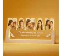 Bemaystar Veilleuse Photo Personnalisée Maman - Cadeau Fête des Mères, Anniversaire - Lampe LED Gravée Photo, Cadeau Femme Original, Noël