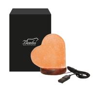 Bembo Qualità d'Autore Lampe en Sel de l’Himalaya en forme de Cœur USB, LED Multicolore - Sel Naturel, 9 x 7 x 10,5 cm - Idée Cadeau Romantique.
