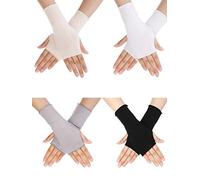 Bememo 4 Paires Gants de Protection UV Poignet Longueur Gants Conduite Bloc Unisexe Gant sans Doigts (Jeu de Couleurs 1),Taille unique