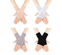 Bememo 4 Paires Gants de Protection UV Poignet Longueur Gants Conduite Bloc Unisexe Gant sans Doigts (Jeu de Couleurs 1),Taille unique