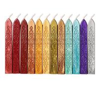 Bememo - Lot de 12 bâtons de cire à cacheter avec mèches, style antique - pour sceaux et cachets (12 couleurs assorties A)