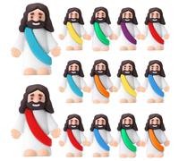 Bememo Lot de 12 figurines de Jésus originales en caoutchouc pour cacher et chercher la marche pour Jésus pour fête religieuse cadeaux de baptême (couleur arc-en-ciel)