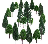 Bememo Lot de 22 Arbres Miniatures de 3 à 16 cm - Modèle Mixte - pour Paysage à Train - Diorama - pour Bricolage - Vert Naturel
