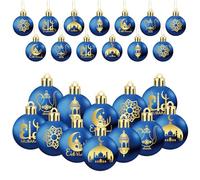 Bememo Ornements de Boule de l'Aïd de l'Aïd 24 pièces pour décoration d'arbre Aïd Al Adha - Ornements Suspendus en Plastique de 1,57 Pouces - Décoration de fête d'arbre Islamique - Boule d'étoile de