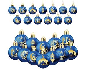 Bememo Ornements de Boule de l'Aïd de l'Aïd 24 pièces pour décoration d'arbre Aïd Al Adha - Ornements Suspendus en Plastique de 1,57 Pouces - Décoration de fête d'arbre Islamique - Boule d'étoile de