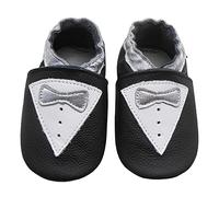 Bemesu bébé rampant chaussures premiers marcheurs pantoufles en cuir pantoufles enfants en cuir souple pour filles et garçons cravate (M, 6-12 M, EU 20-21)