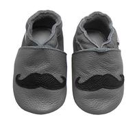 Bemesu bébé rampant chaussures premiers marcheurs pantoufles en cuir pantoufles enfants en cuir souple pour filles et garçons barbe grise (XL, EU 23-24)